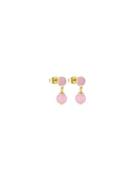 Ball Beads Earhangers Pink Design Letters