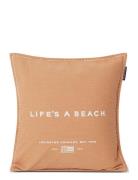Life´s A Beach Embroidered Cotton Pillow Cover Orange Lexington Home