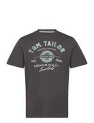 T-Shirt With Logo Print Grey Tom Tailor
