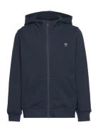 Badge Zip Hood Sweat - Gots/Vegan Navy Knowledge Cotton Apparel