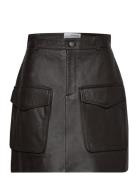 Slfkaisa Hw Short Leather Skirt Brown Selected Femme