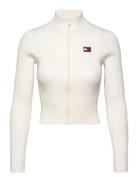 Tjw Badge Zip Trhu Sweater White Tommy Jeans