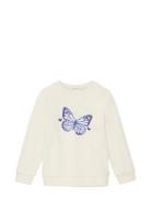 Sweatshirt With Butterfly Print Cream Tom Tailor