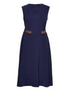 Buckle-Trim Double-Faced Crepe Dress Navy Lauren Ralph Lauren