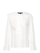 Crepe Light Asymm Frill Shirt White French Connection