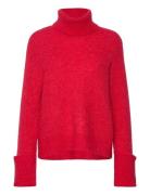 Slfsia Ras Ls Knit Rollneck Red Selected Femme