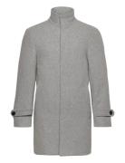 Recycled Wool Funnel Neck Coat Grey Lindbergh