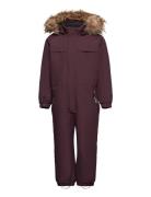 Coverall W. Fake Fur Burgundy Color Kids