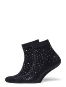 -Pcclaire Fishnet Glitter Socks 2-Pack Black Pieces