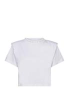 Embellished Padded T-Shirt White Karl Lagerfeld