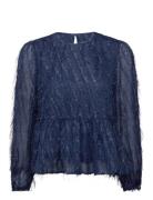 Elina Blouse Navy A-View