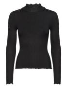 Beatha Silk T-Shirt W/ Lace Black Rosemunde