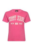 Tjw Reg Washed Varsity Tee Ext Pink Tommy Jeans