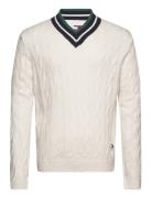 Tjm Reg V-Neck Cable Sweater Cream Tommy Jeans