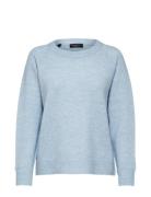 Slflulu Ls Knit O-Neck B Noos Blue Selected Femme