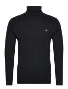 Cotton Cable Turtle Neck Black GANT