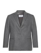 Flannel Wool Tailored Blazer Grey Calvin Klein