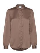 Viellette Satin L/S Shirt - Noos Brown Vila