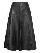 Slfrillo Hw Leather Midi Skirt B Black Selected Femme