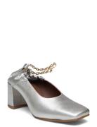 Agent Anklet Shimmer Silver Leather Pumps Silver ALOHAS