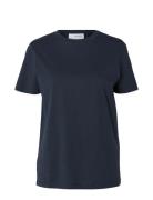 Slfmyessential Ss O-Neck Tee Noos Blue Selected Femme