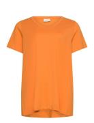 Carbonnie Life S/S V-Neck A-Shape Tee Orange ONLY Carmakoma