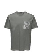 Onsperry Life Reg Leaf Ss Pockettee Noos Grey ONLY & SONS