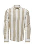 Onsarlo Slim Ls Stripe Hrb Linen Shirt Beige ONLY & SONS