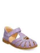 Sandals - Flat - Closed Toe - Purple ANGULUS