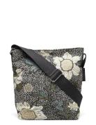 Small Shoulder Bag Black Flower Linen Patterned Ceannis