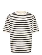 Striped Textured Ss T-Shirt Cream GANT