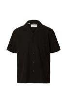 Slhrelaxnew-Linen Shirt Ss Resort Black Selected Homme