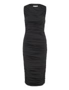 Katherine Draped Jersey Midi Dress Black Malina