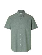 Slhregnew-Linen Shirt Ss Classic Green Selected Homme