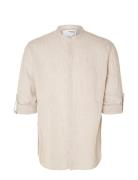 Slhregkylian-Linen Shirt Ls Band B Beige Selected Homme