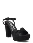 Biacarly Plateau Knot Sandal Micro Suede Black Bianco