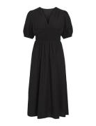 Vikansa 2/4 V-Neck Midi Smock Dress/Ka Black Vila