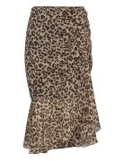 Leopard Skirt With Gathered Detail Black Mango