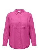 Carcaro L/S Ovs Linen Shirt Tlr Pink ONLY Carmakoma