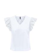 Onllou Life Emb S/S Frill Top Ptm White ONLY