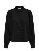 Onlcaro L/S Linen Bl Puff Shirt Cc Pnt Black ONLY