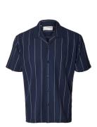 Slhreg-West Shirt Ss Resort Camp Navy Selected Homme