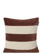 Block Striped Organic Cotton Velvet Pillow Cover Brown Lexington Home
