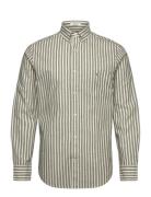 Reg Cotton Linen Stripe Shirt Green GANT