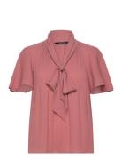 Pleated Georgette Tie-Neck Blouse Pink Lauren Ralph Lauren