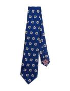 Blue Orange Triple Square Silk Tie Navy AN IVY