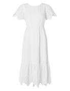 Slfkelli Ss Ankle Broderi Dress B White Selected Femme