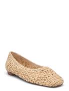 Square-Toe Braided Ballerina Shoes Beige Mango