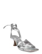 D6Ziya Heeled Leather Sandals Silver Dante6