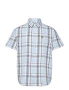 Linen Check Short Sleeve Shirt Blue Lyle & Scott